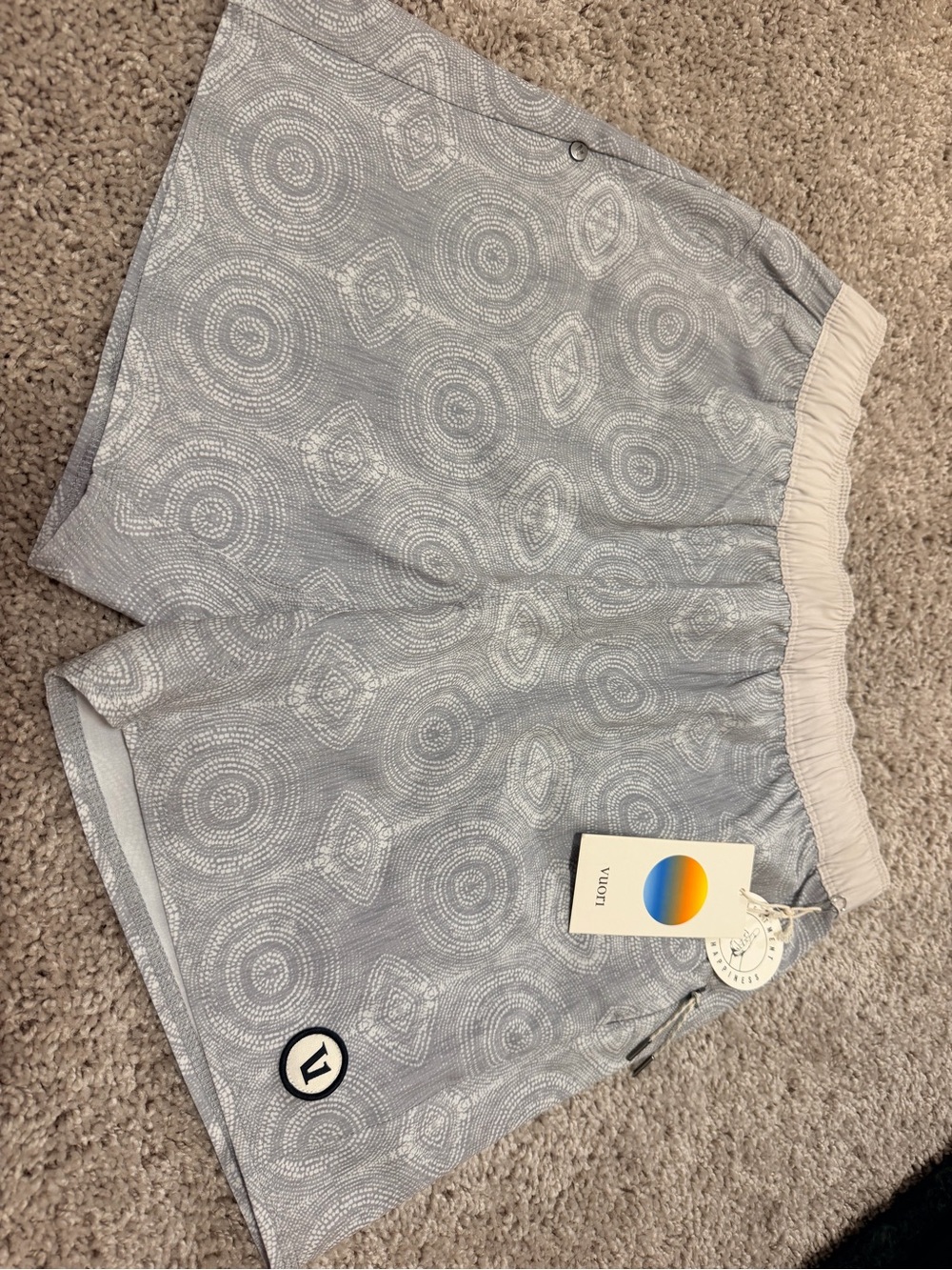 Light Gray Patterned men’s Shorts with Elastic Waistband